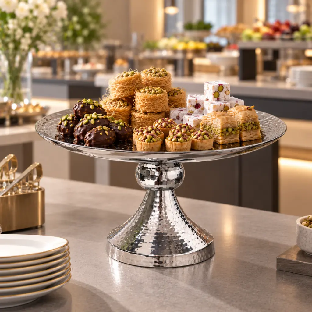 vague-round-stainless-steel-cake-stand-shiny-finish-43cm-lifestyle-1.jpg
