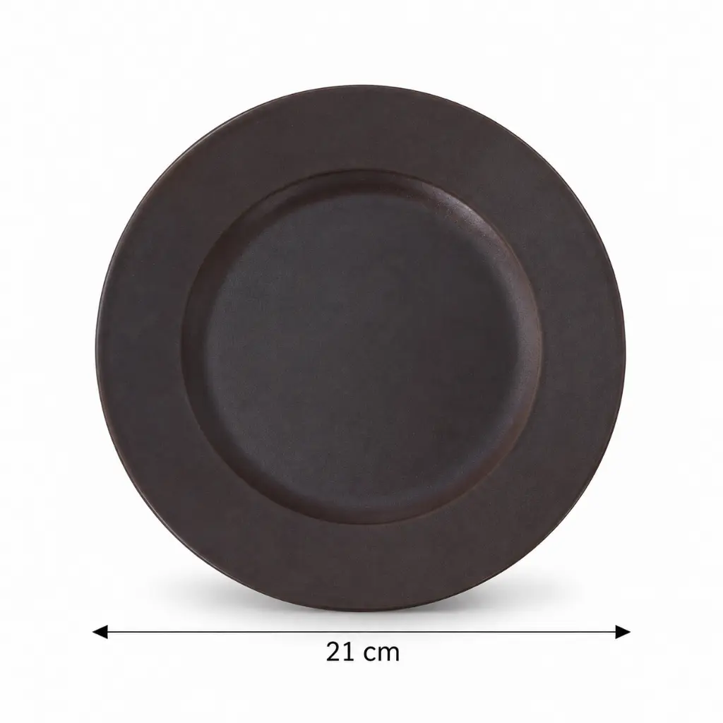 Porceletta-Rustic-Black-Reactive-Glaze-Porcelain-Flat-Plate-21cm-8Inch-Detail.jpg