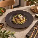 Porceletta-Rustic-Black-Reactive-Glaze-Porcelain-Flat-Plate-23.5cm-9Inch-Lifestyle-02.jpg