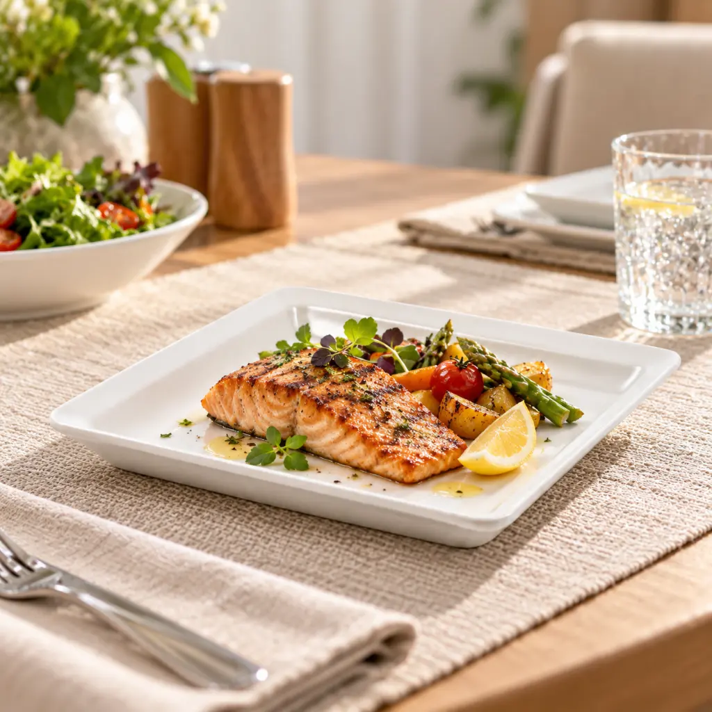 Porceletta-Ivory-Porcelain-Square-Plate-with-Flat-Bottom-18cm-Lifestyle.jpg