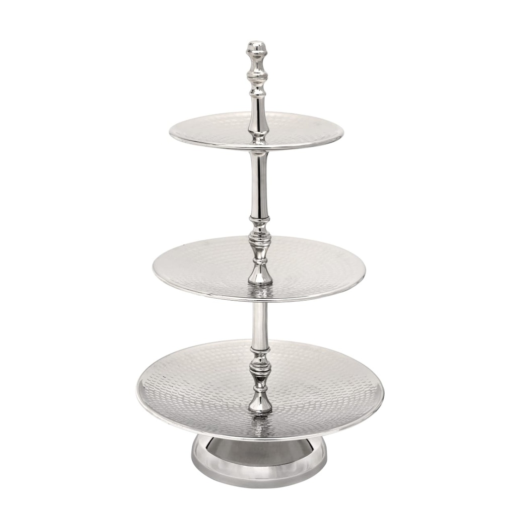 Vague Round 3 Tier Stand Stainless Steel Shiny Finish 36 cm India
