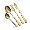 Vague Stainless Steel 16 Pieces Cutlery Set - Hammered Golden PVD Finish Design