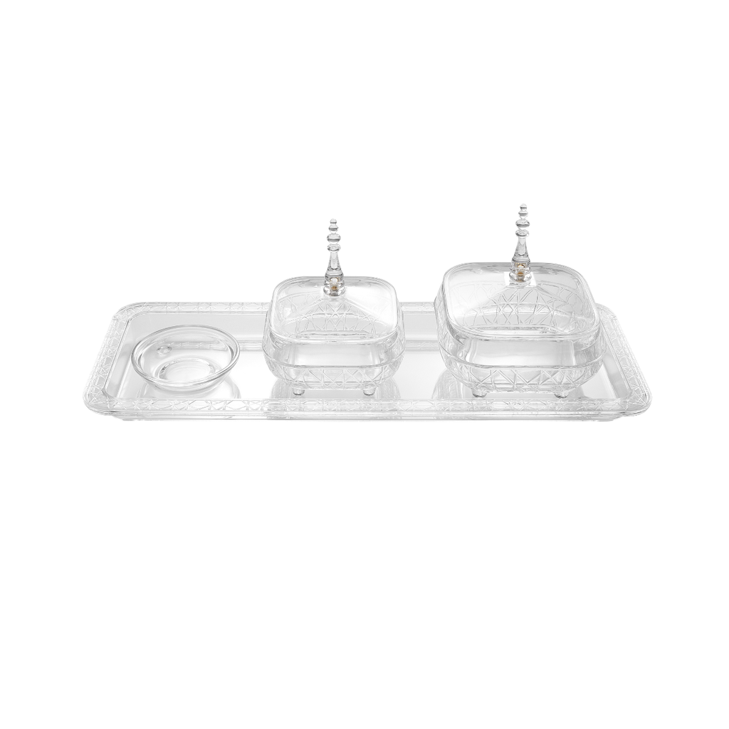 Vague Square Acrylic Date Bowls Set 42.5 x 15 cm