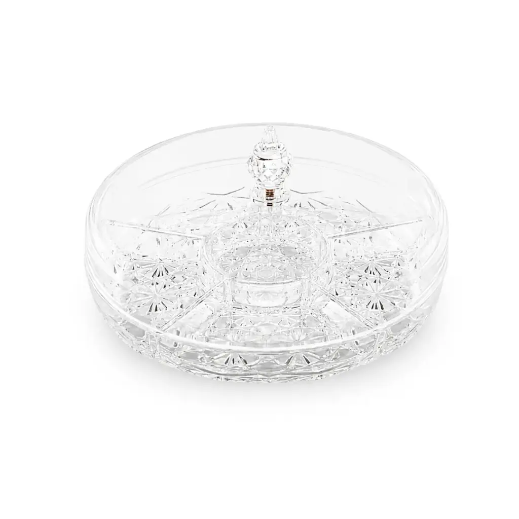 Vague Round Acrylic Candy Box With 6 Partition 10"