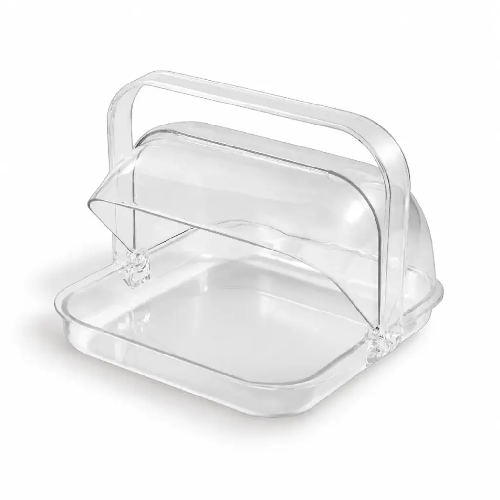 Vague Square Acrylic Candy Box With Handle 8"