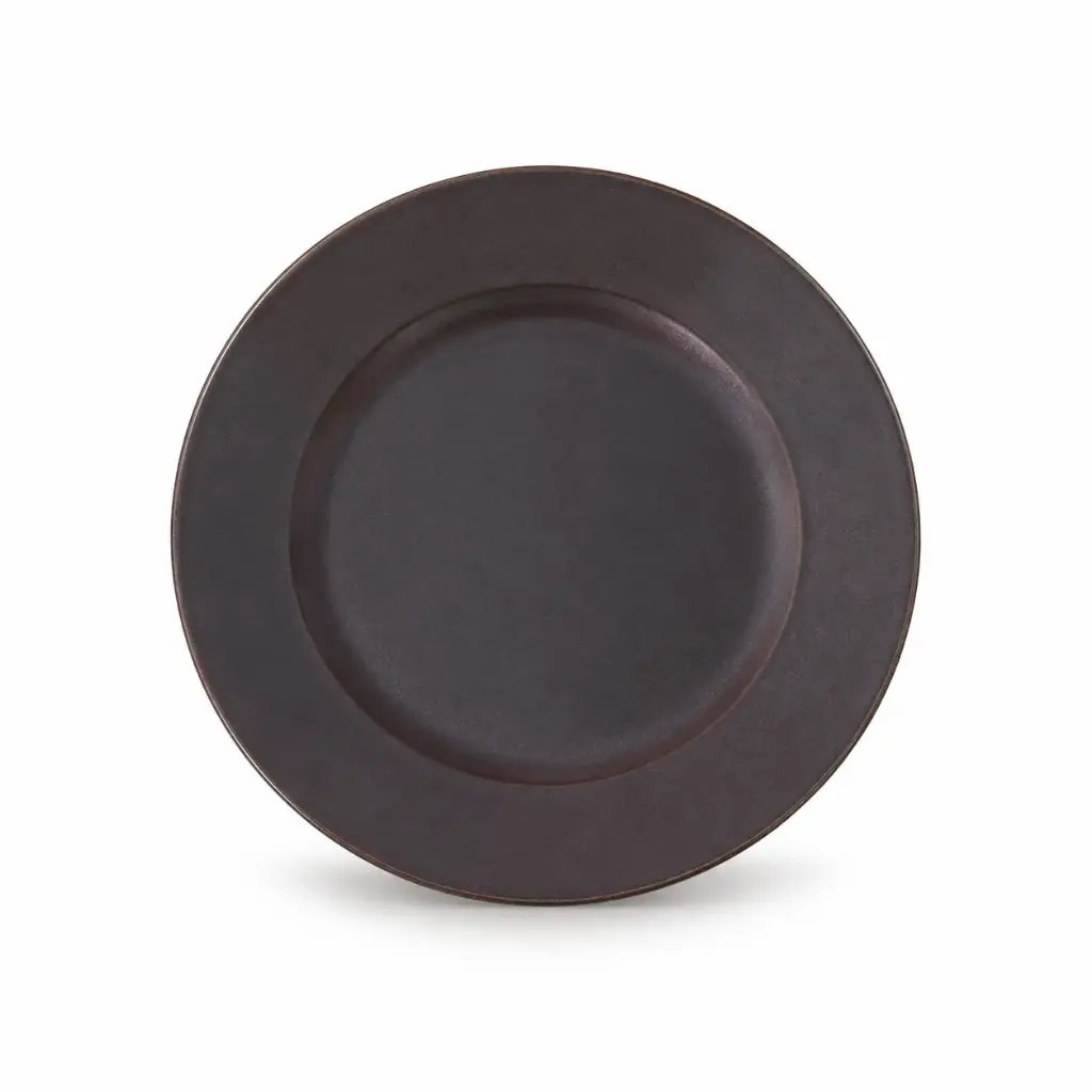 Porceletta Rustic Black Reactive Glaze Porcelain Flat Plate 15.5 cm / 6"