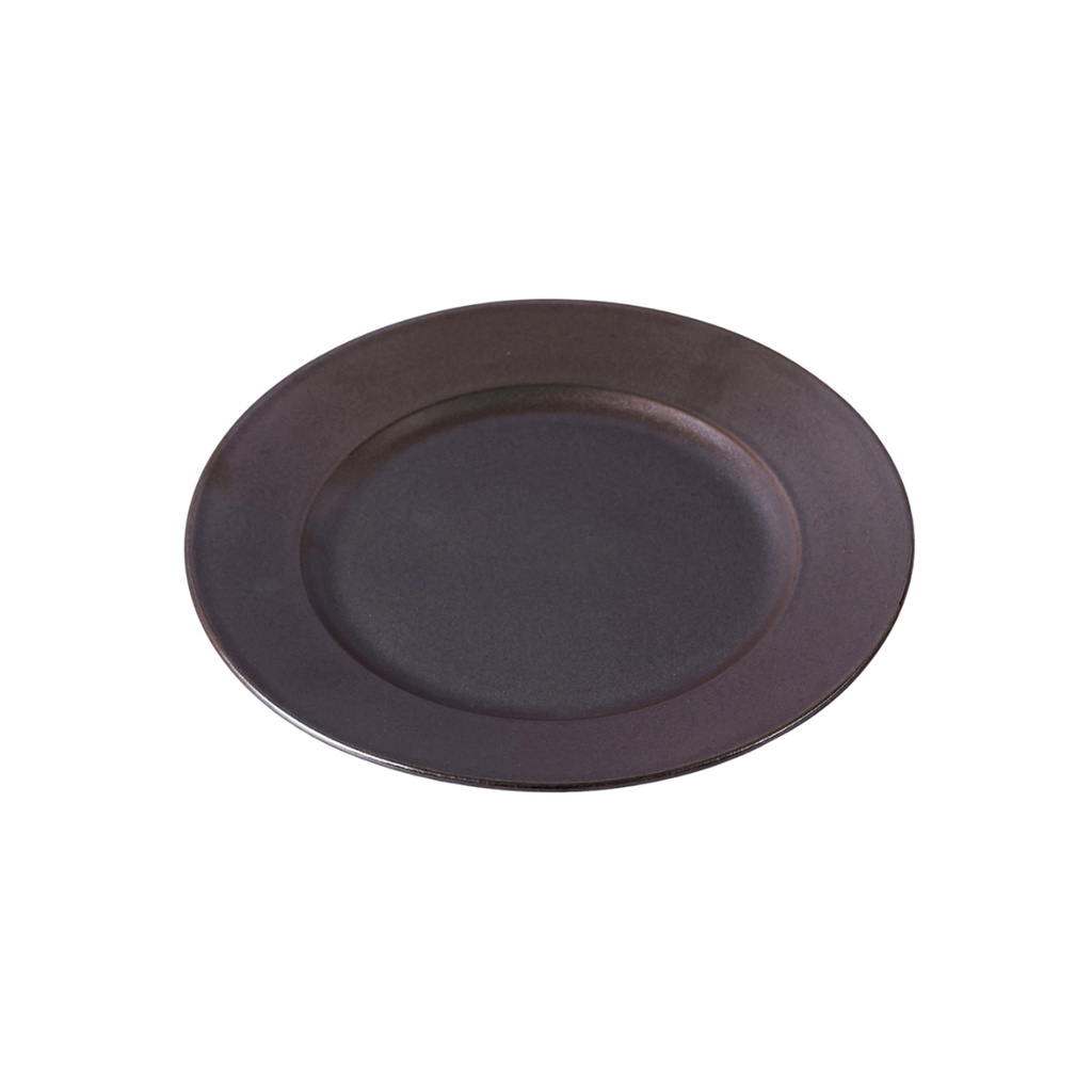 Porceletta Rustic Black Reactive Glaze Porcelain Flat Plate 21 cm / 8"