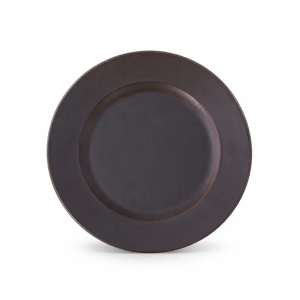 Porceletta Rustic Black Reactive Glaze Porcelain Flat Plate 28 cm / 11"