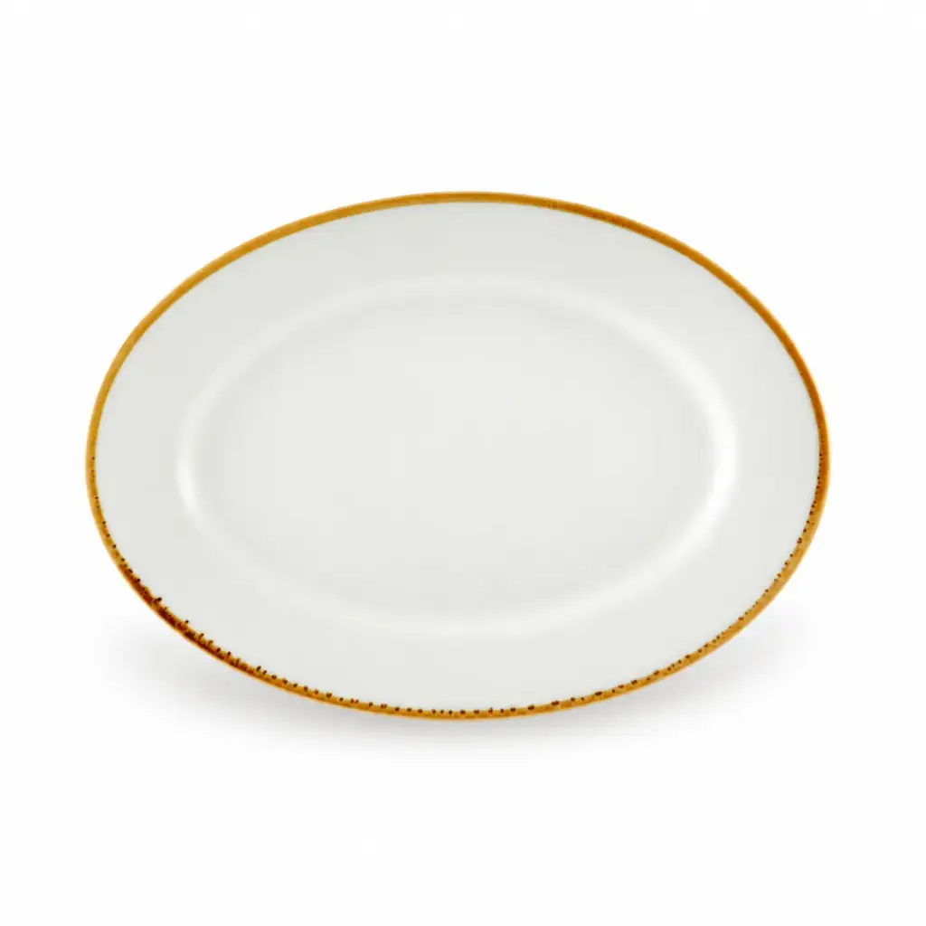 Porceletta Ivory Mocha Porcelain Oval Plate 35 cm / 14"