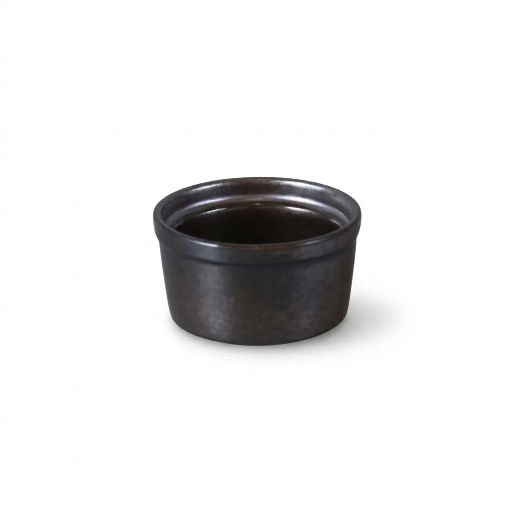 Porceletta Rustic Black Reactive Glaze Porcelain Lined Ramekin 6.8 x 3.5 cm