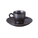 Porceletta Rustic Black Reactive Glaze Porcelain Espresso Cup & Saucer 80 ml