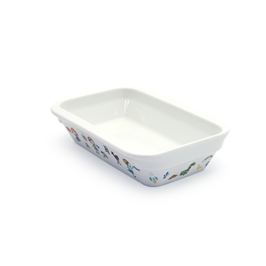 Porceletta Ivory Porcelain Kids Rectangular Deep Dish 14 cm