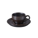Porceletta Rustic Black Reactive Glaze Porcelain Cup & Saucer 80 ml