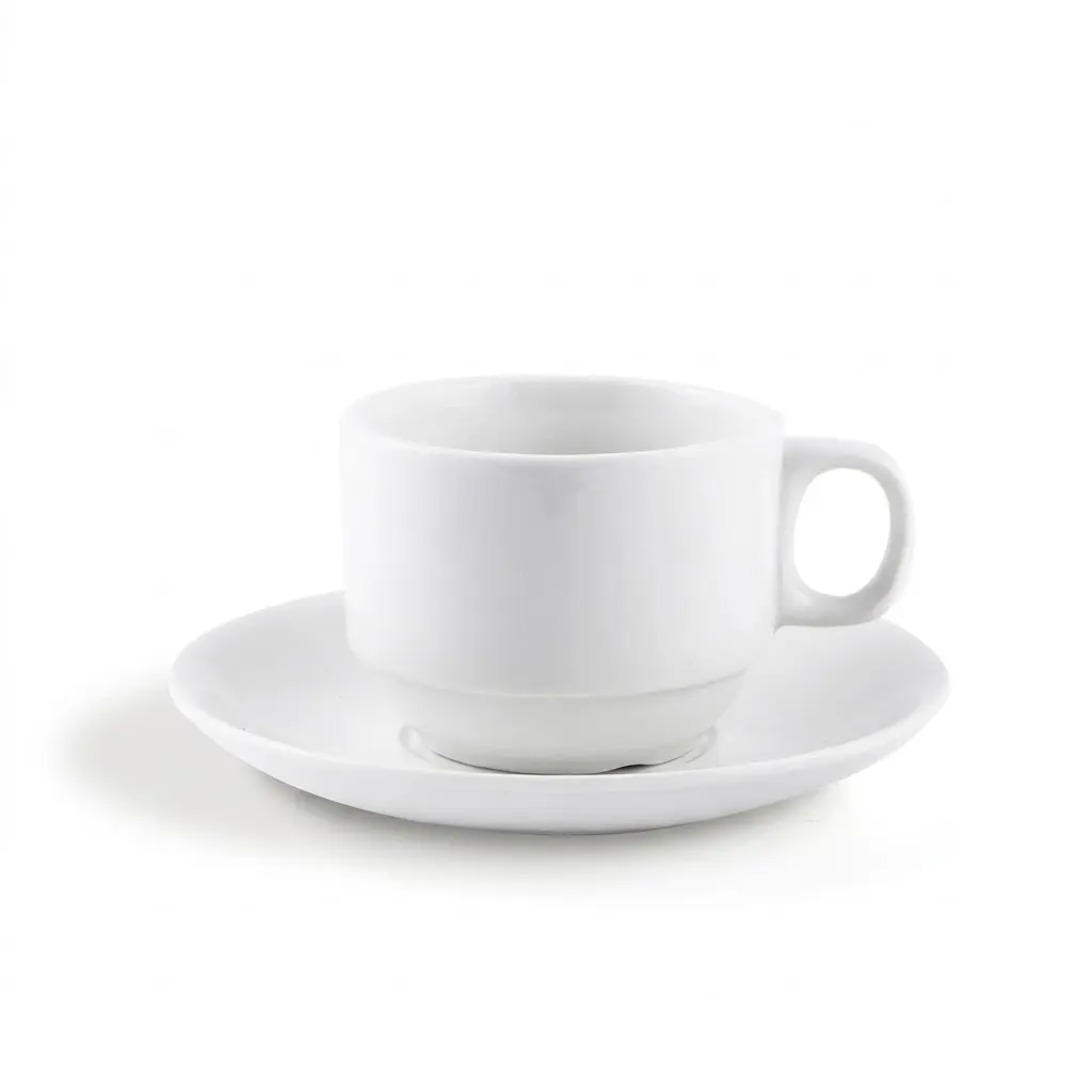 Porceletta Ivory Porcelain Coffee and Tea Cup & Saucer 230 ml