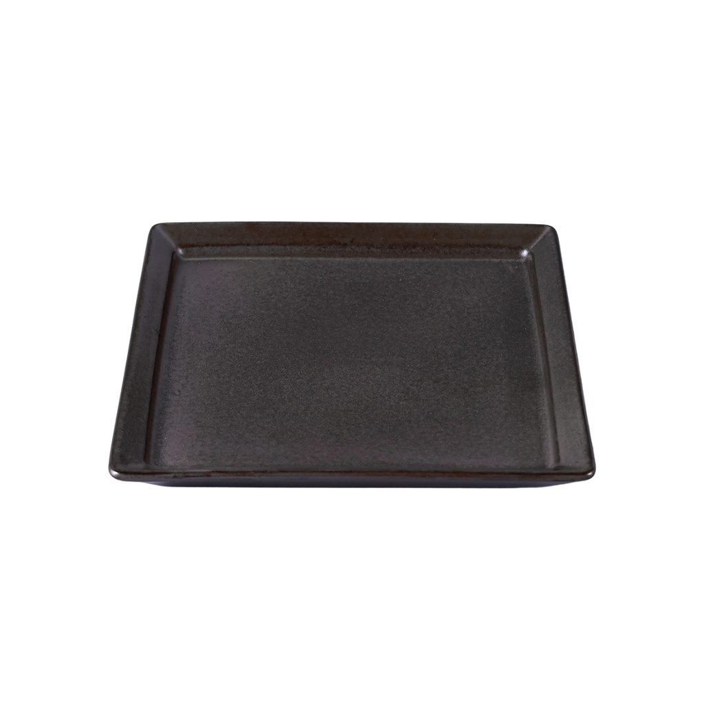 Porceletta Rustic Black Reactive Glaze Porcelain Square Plate 14 x 14 cm