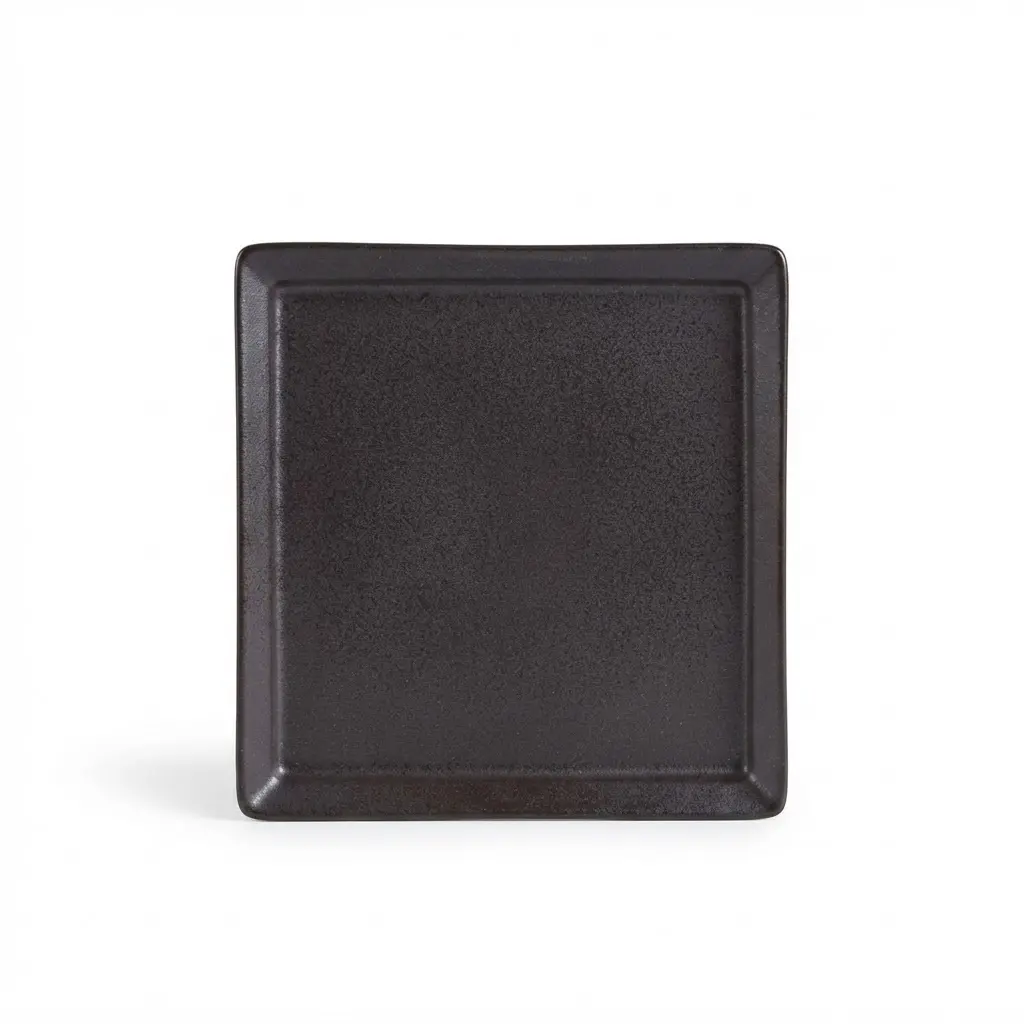 Porceletta Rustic Black Reactive Glaze Porcelain Square Plate 14 x 14 cm