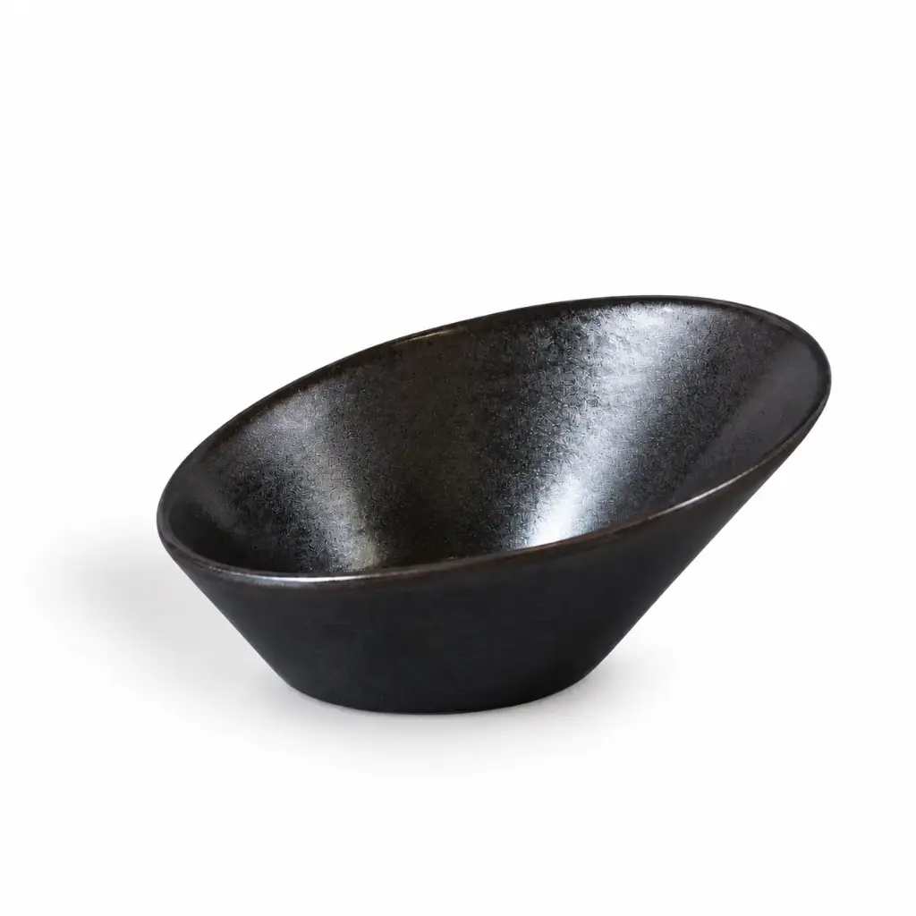 Porceletta Rustic Black Reactive Glaze Porcelain Bowl 16 cm