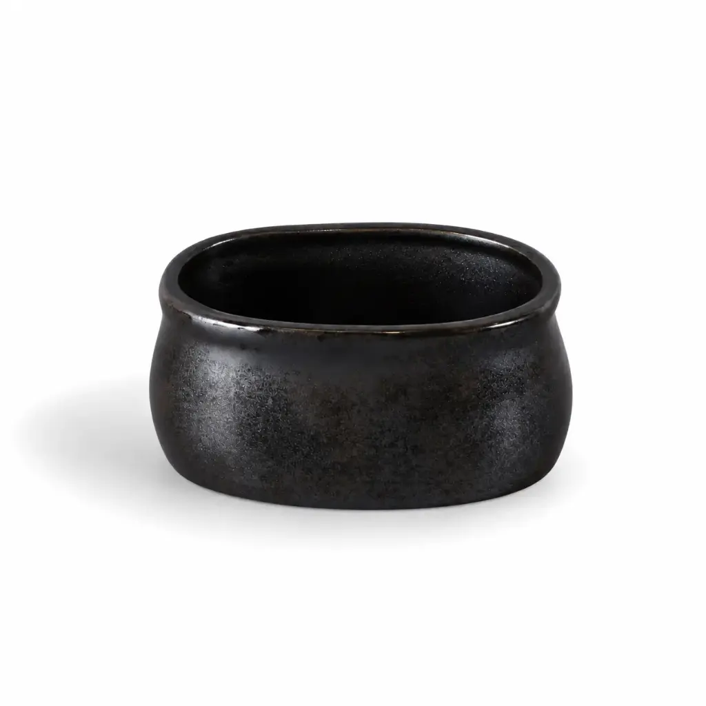 Porceletta Rustic Black Reactive Glaze Porcelain Sugar Pot 4"