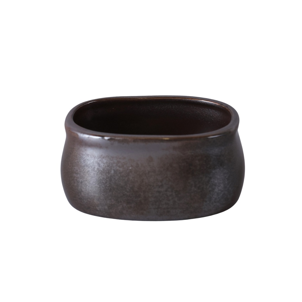 Porceletta Rustic Black Reactive Glaze Porcelain Sugar Pot 4"