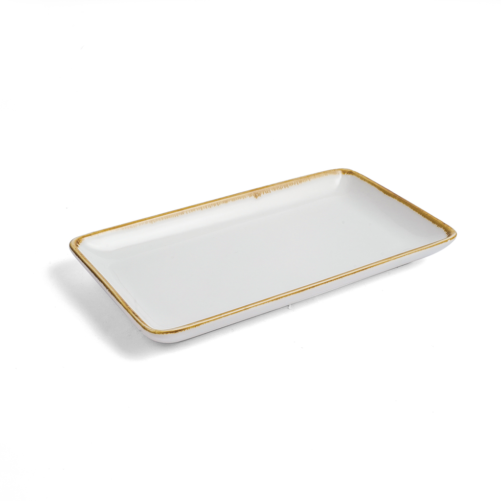 Porceletta Ivory Mocha Porcelain Rectangular Plate 9"
