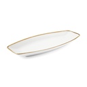 Porceletta Ivory Mocha Porcelain Boat Shape Plate 12"