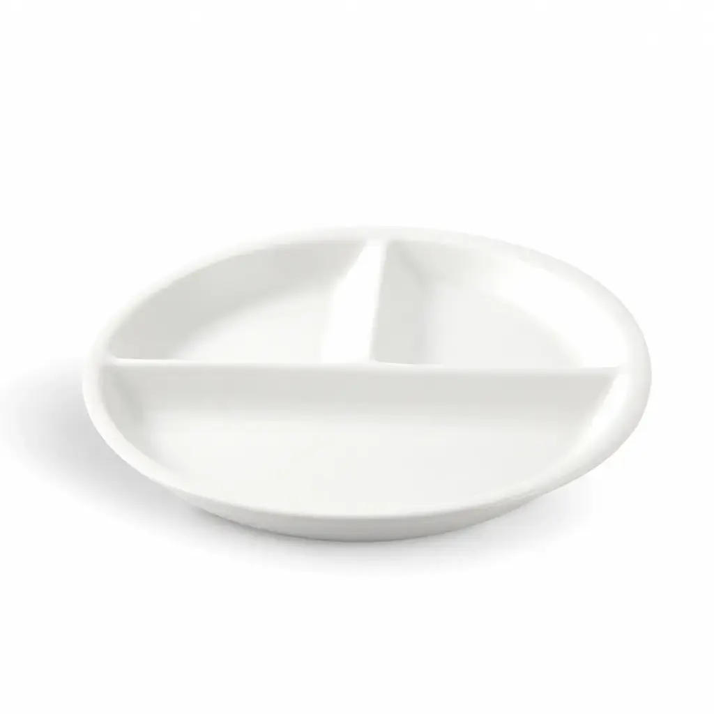 Porceletta Ivory Porcelain 3 Compartments Divider Plate 23x3 cm  / 9"