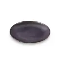 Porceletta Rustic Black Reactive Glaze Porcelain 17 cm Rimmed Thin Flat Plate