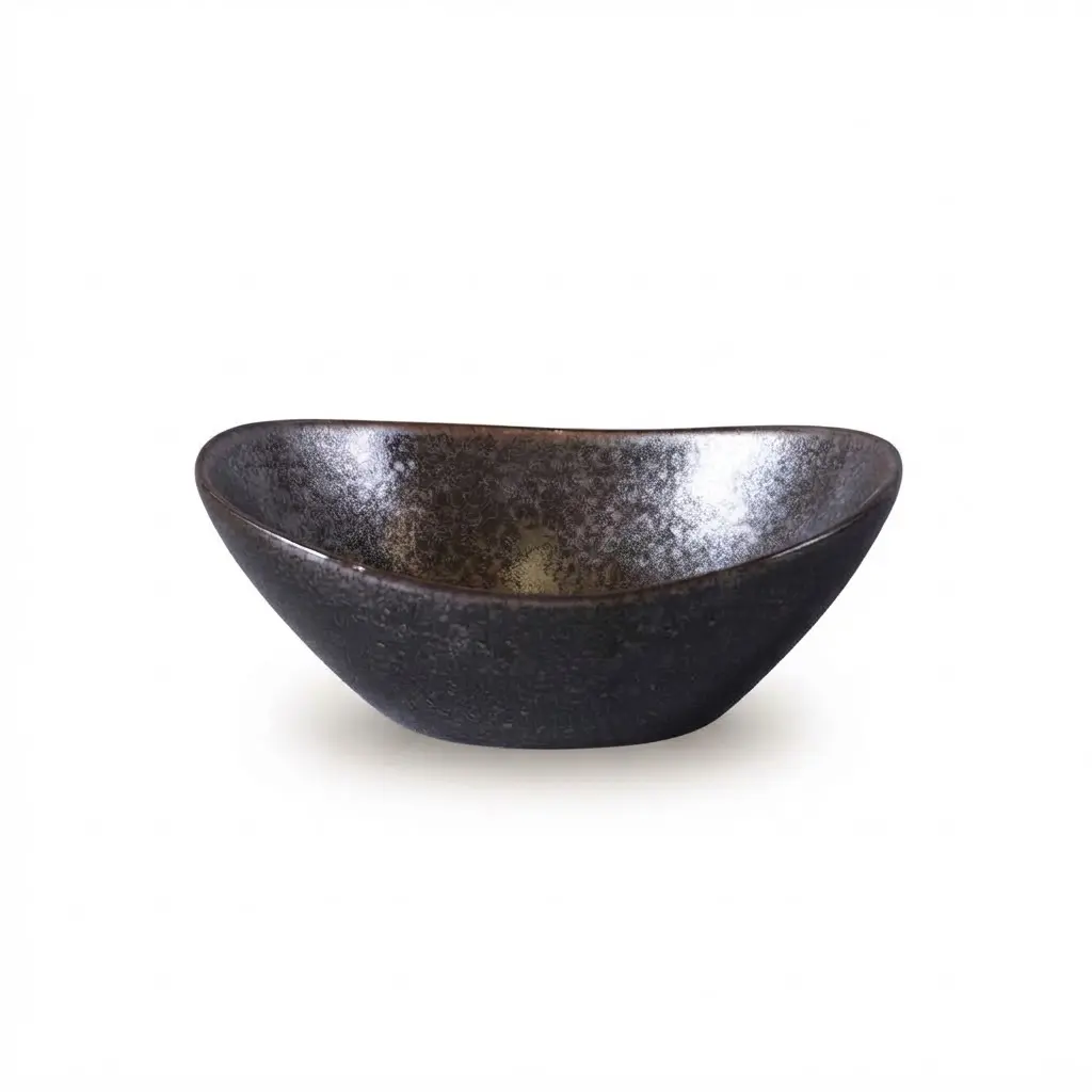 Porceletta Rustic Black Reactive Glaze Porcelain 6" Bowl