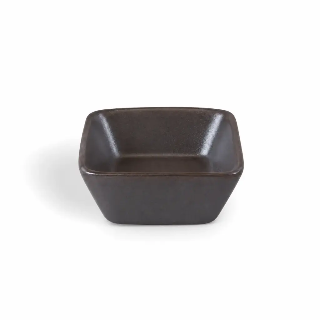 Porceletta Rustic Black Reactive Glaze Porcelain Square Dish 7 cm