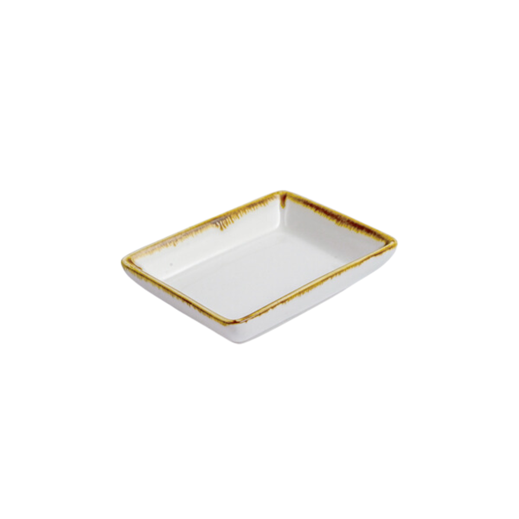 Porceletta Ivory Mocha Porcelain Rectangular Dish 9 cm / 3.5"