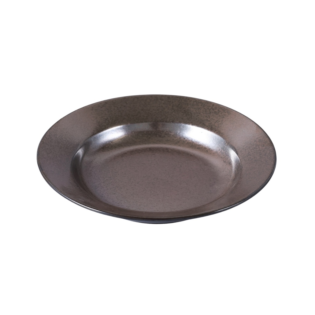 Porceletta Rustic Black Reactive Glaze Porcelain Soup Plate 23 cm