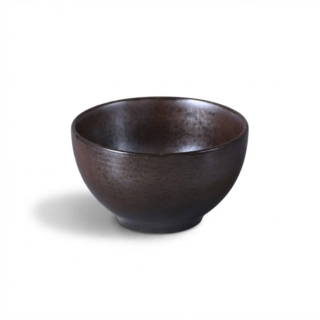 Porceletta Rustic Black Reactive Glaze Porcelain Bowl 4.5"