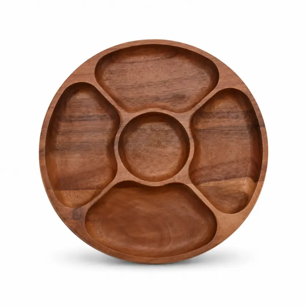 Vague Round Wooden Fruit Tray 32 cm / 13"