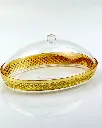 Vague Acrylic Diamond Golden Oval Dessert Set