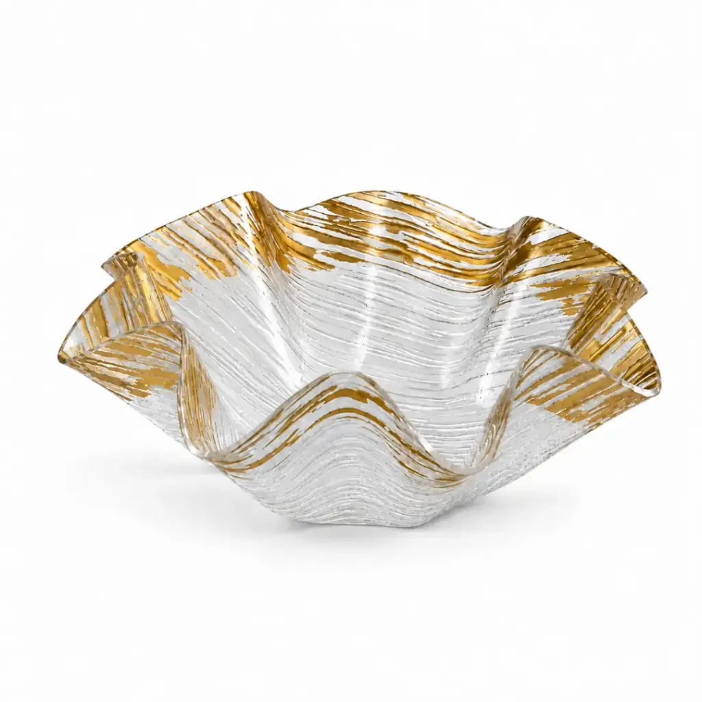 Vague Acrylic Flower Bowl Golden 34 cm