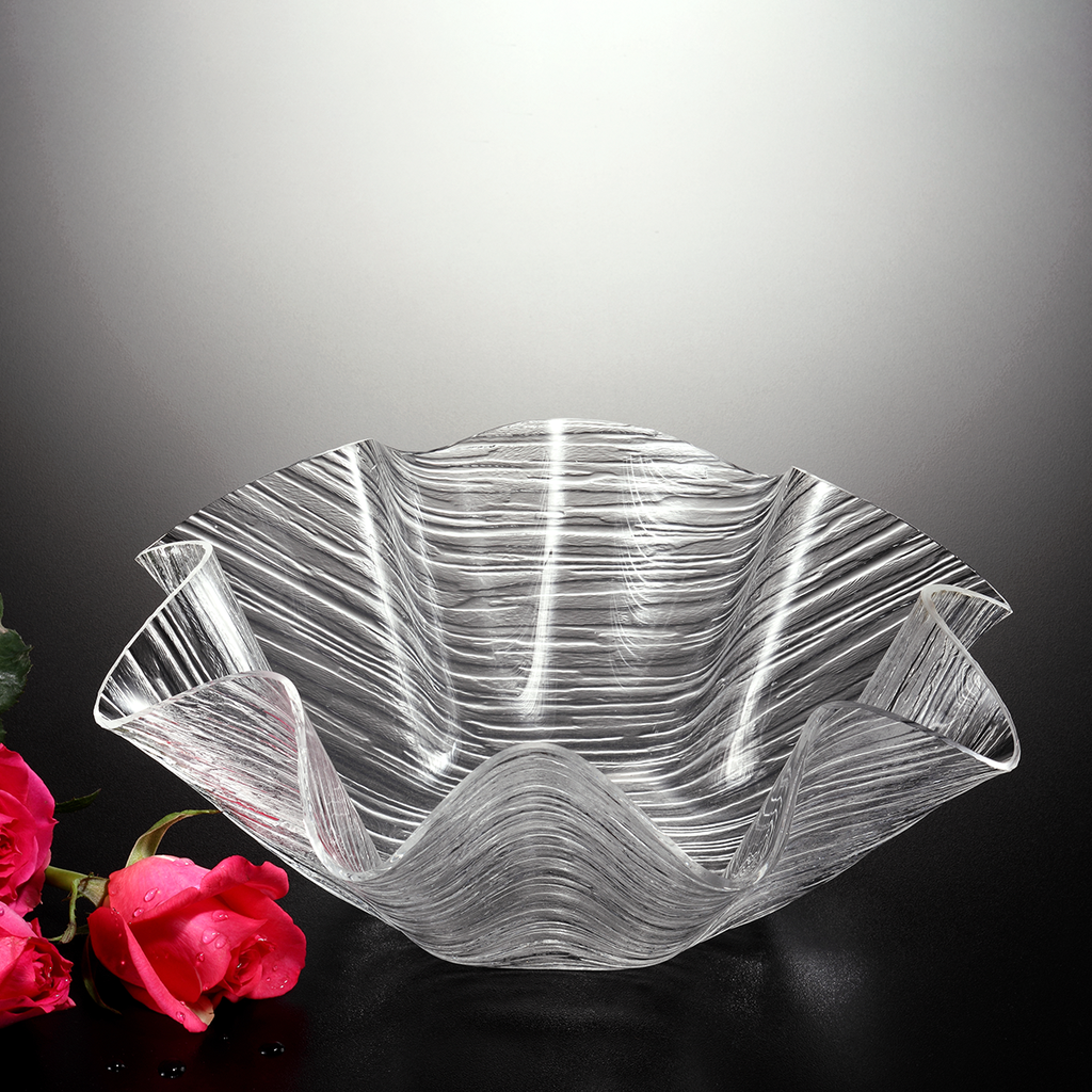 Vague Acrylic Flower Bowl Clear 34 cm