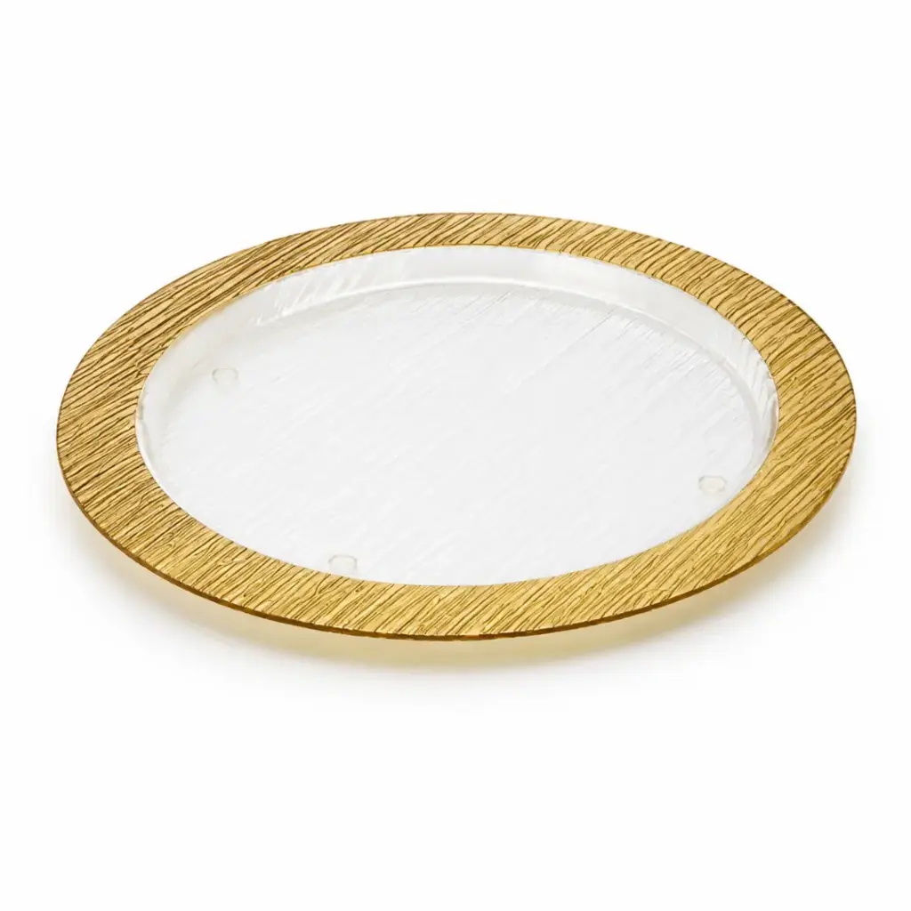 Vague Round Acrylic Serving Plate Bark Design 40 cm Taiwan