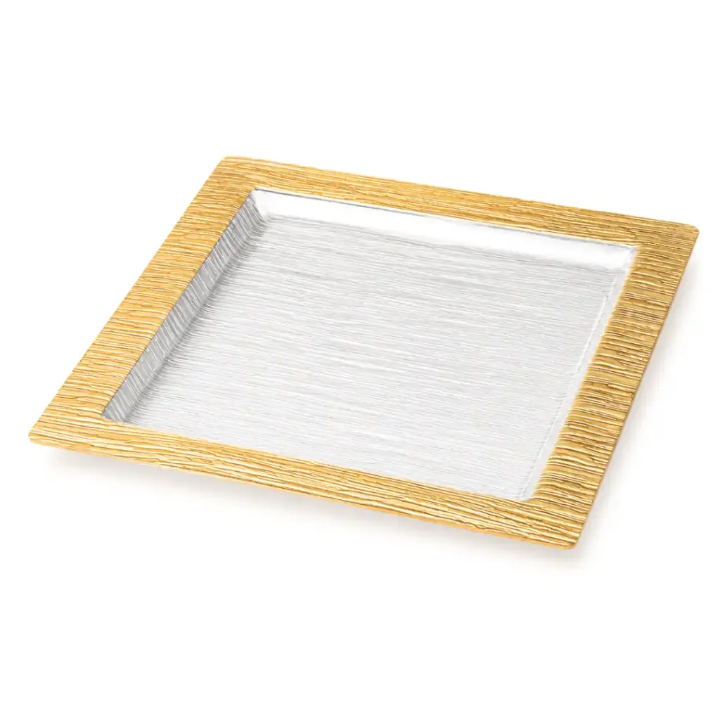 Vague Square Acrylic Serving Plate Bark Design 40 cm Taiwan