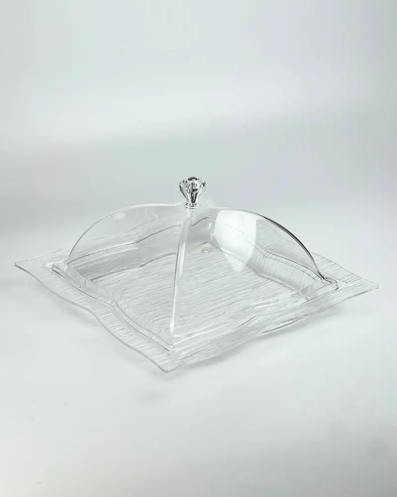 Vague Acrylic Square Dessert Serving Set Clear 35 cm