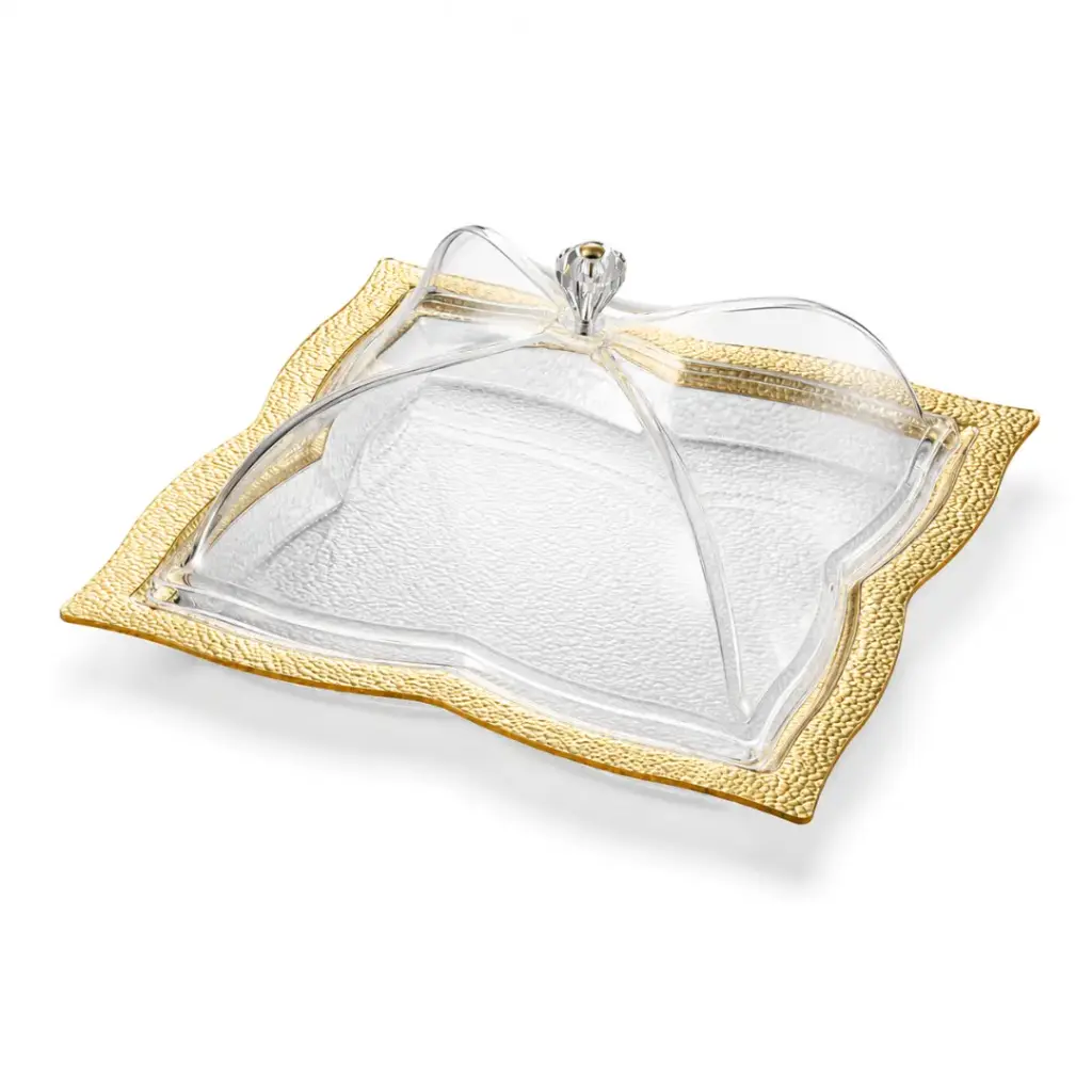 Vague Acrylic Square Dessert Serving Set Golden 35 cm