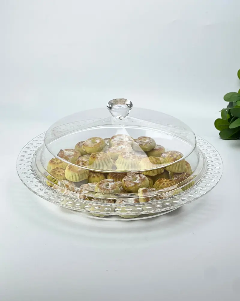 Vague Acrylic Dessert Serving Set Round Clear L