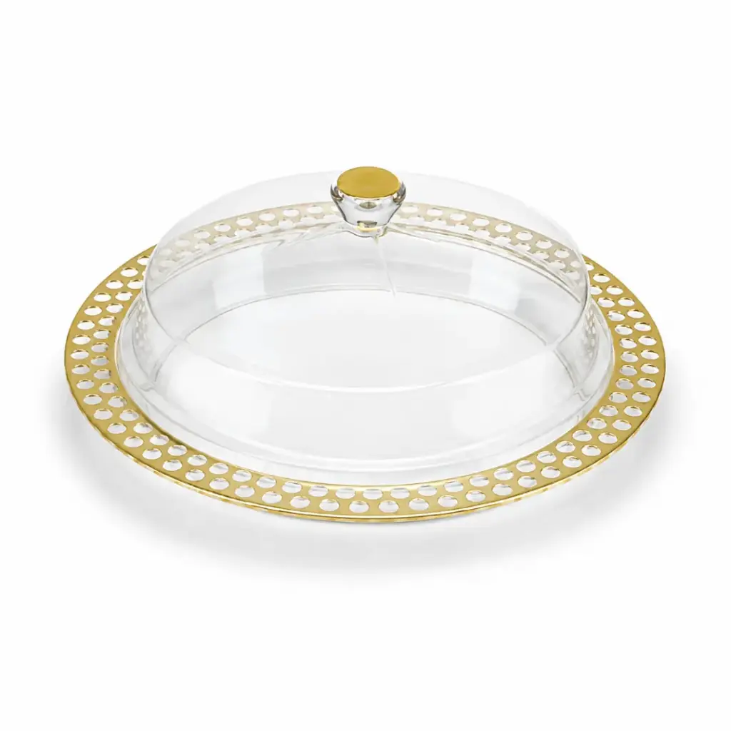 Vague Acrylic Dessert Serving Set Round with Gold Design Large
