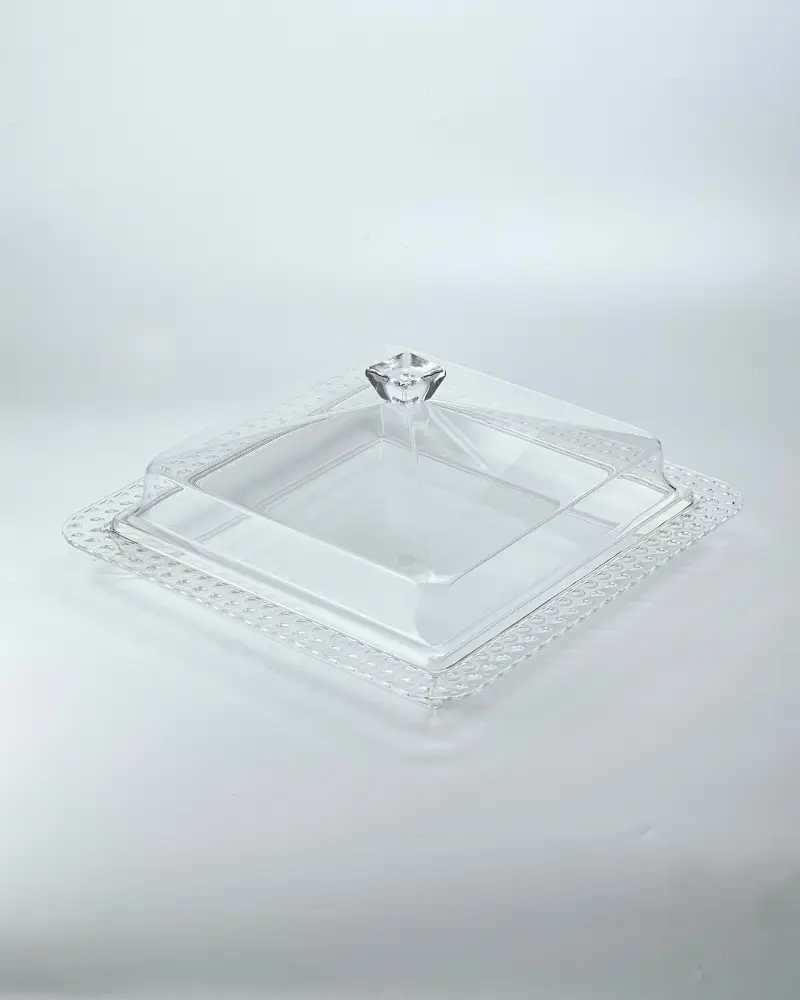 Vague Acrylic Dessert Serving Set Square Clear L