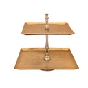 Vague Aluminium Square 2 Tier Stand with Stainless Steel Gold Finish 40 cm India