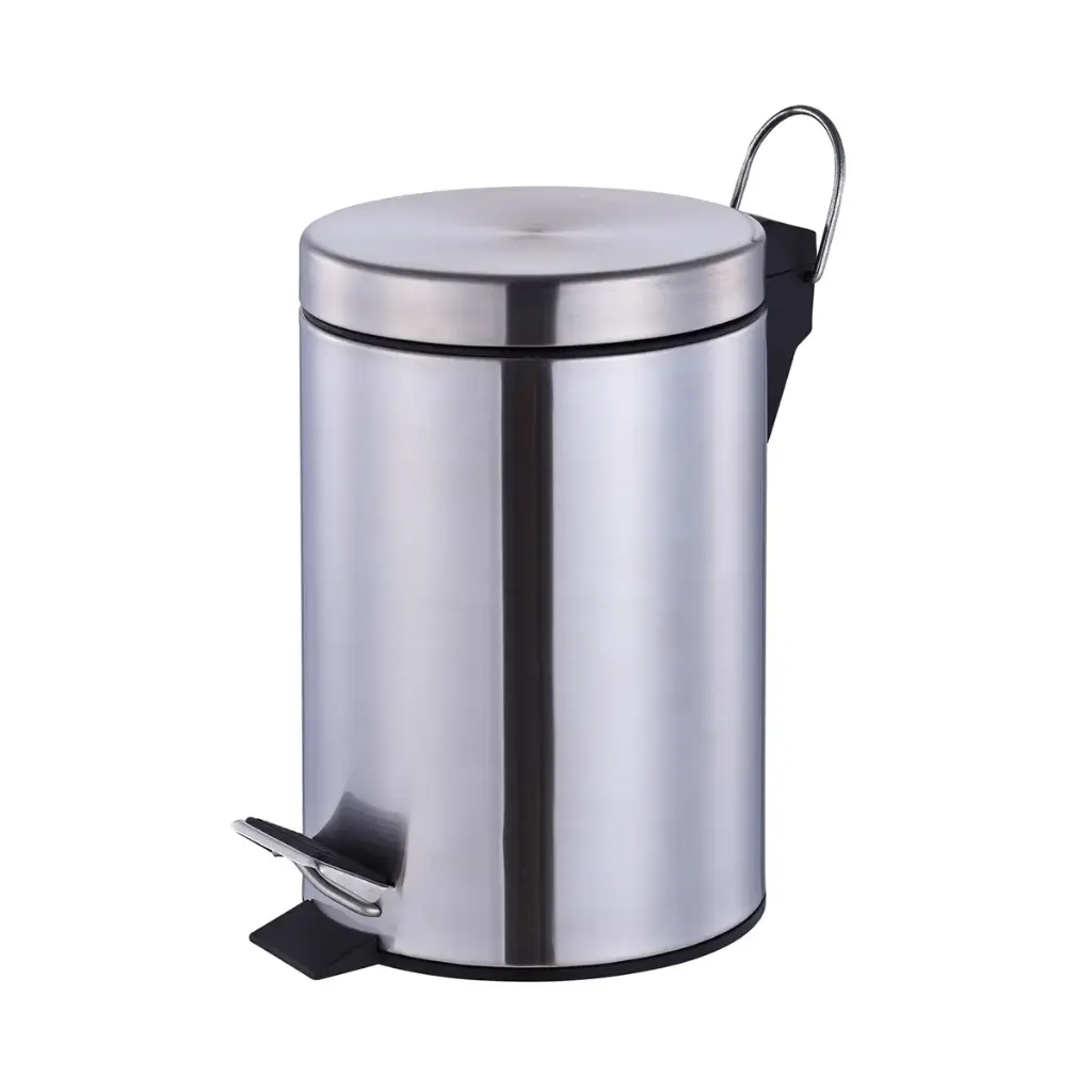 Vague 12 Liter Stainless Steel Pedal Bin Matt Finish Dia 25.2 x 38 cm
