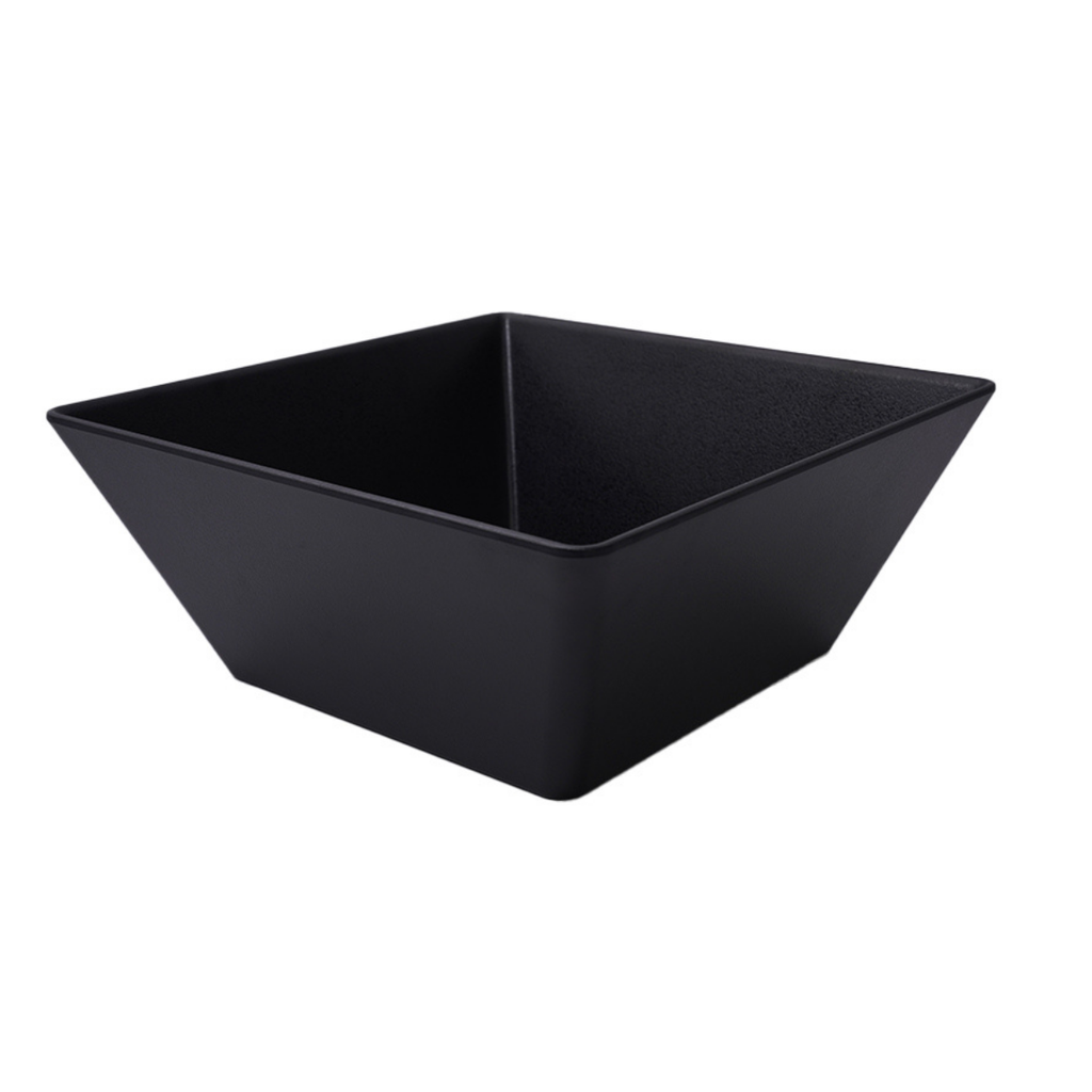 Vague Melamine Square Bowl 24 x 24 x 10 cm Black Matt Finish