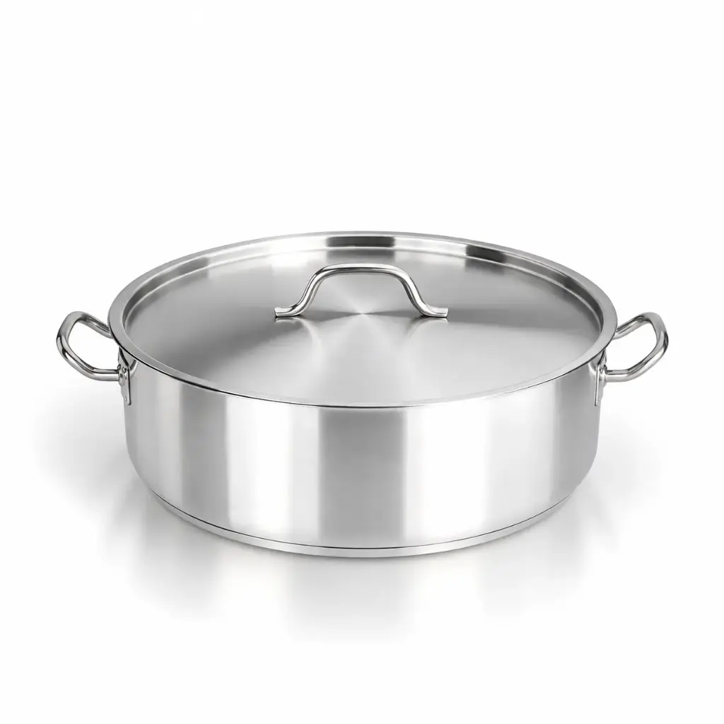 Caternox Stainless Steel Low Casserole with Lid D34 x 7.5 cm (6.81L / 7.2Qt.)