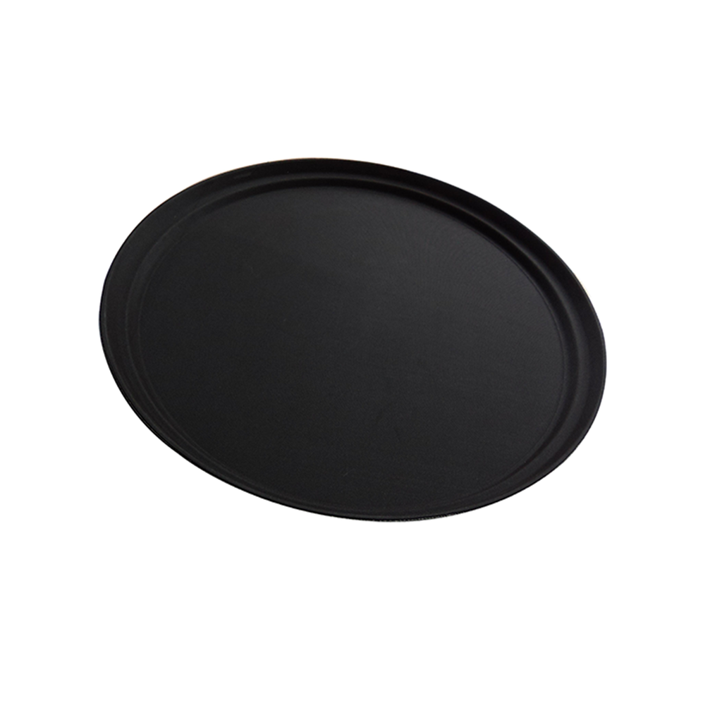 Vague Non Slip Plastic Slip Tray Black Round 40 cm