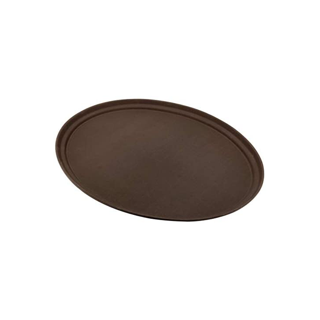 Vague Non Slip Plastic Slip Tray Oval Brown 50 cm x 63 cm