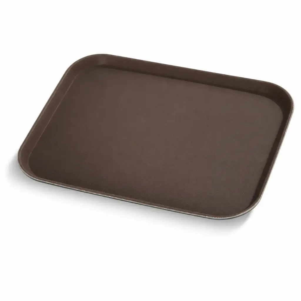 Vague Non Slip Plastic Slip Tray Rectangular Brown 30 cm x 40 cm